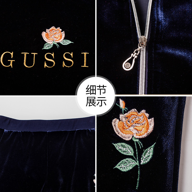 中老年女装2020秋新款洋气金丝绒 爱连衣中老年女装