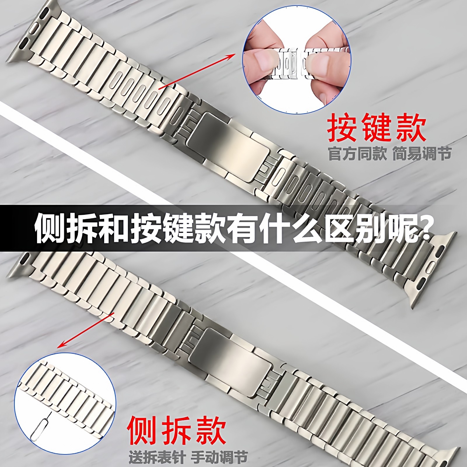 适用于applewatch10苹果手表s11一株原装扣ultra3不锈钢链式表带iwatch8/7/6se金属高级表链s9男女款潮牌46mm - 图2