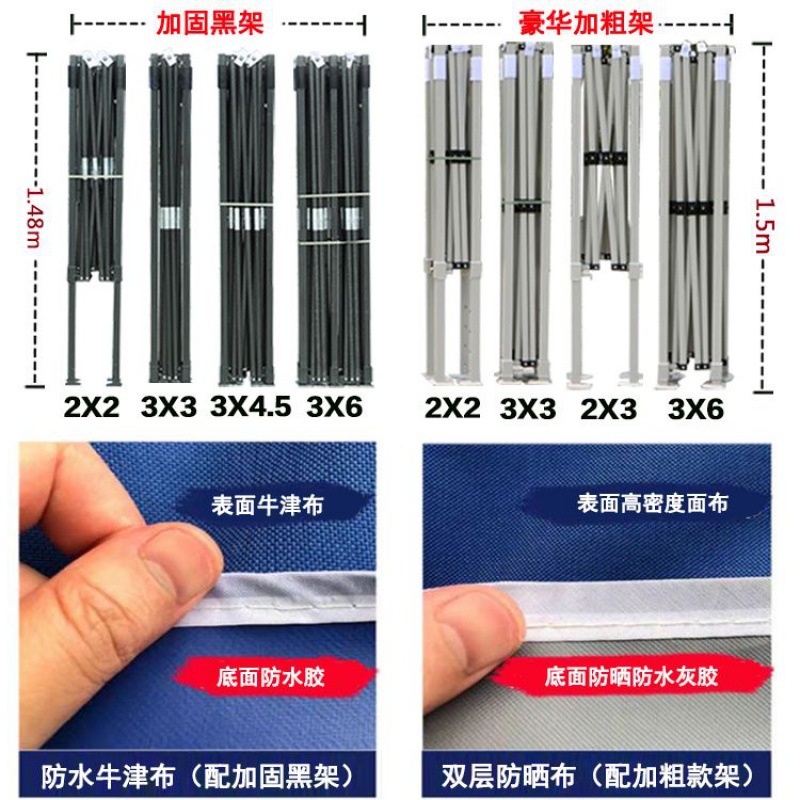 户外遮阳棚四方摆摊伞四脚帐篷广告雨棚折叠伸缩式四角车蓬独立站 - 图2