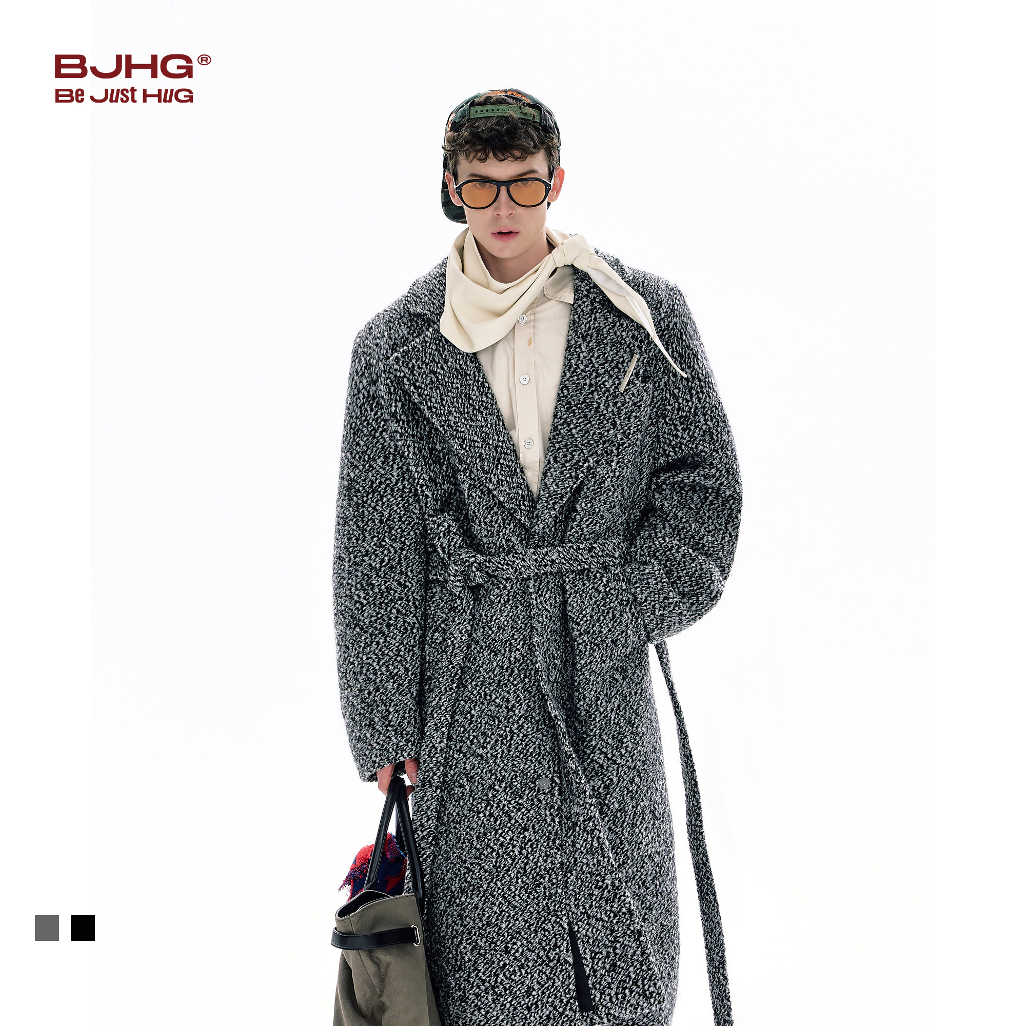 BJHG不计后果羊毛大衣外套男款冬季双腰带加厚高级感宽松长款毛呢,淘宝优惠券,粉丝福利购,淘宝优惠卷