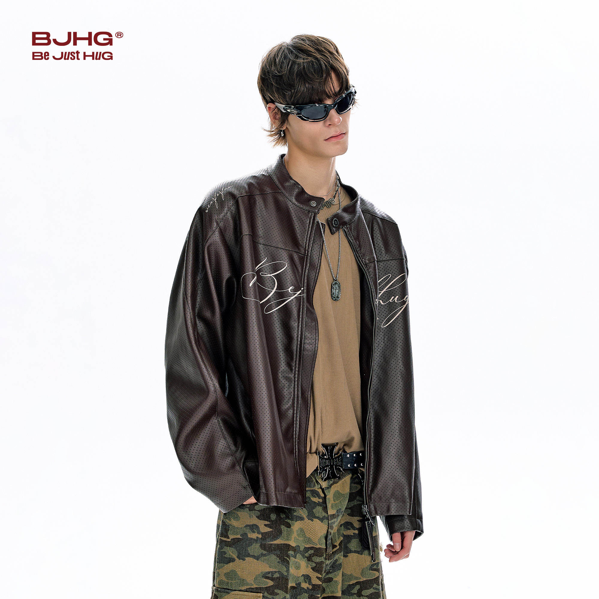 BJHG不计后果美式冲孔皮衣外套男款春季2026新款PU皮夹克机车服女,淘宝优惠券,粉丝福利购,淘宝优惠卷