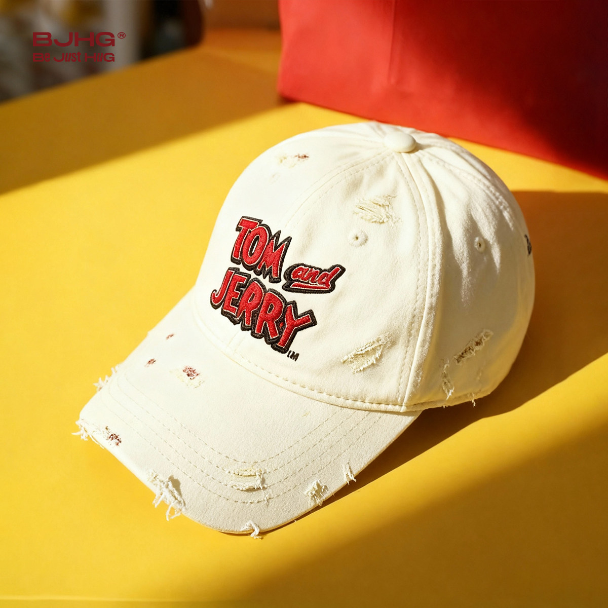 【猫和老鼠联名】BJHG不计后果棒球帽男款新款破洞高街鸭舌帽子女,淘宝优惠券,粉丝福利购,淘宝优惠卷