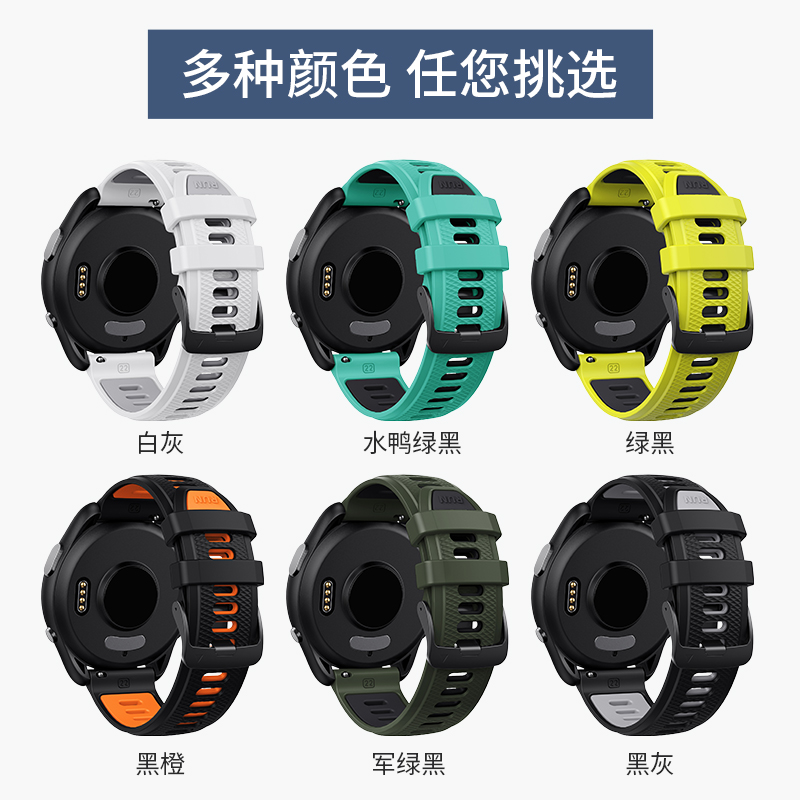 【新品上市】适用于Garmin佳明265/255/965/955手表表带945/935替换智能运动手表带配件双色硅胶替换带腕带 - 图3