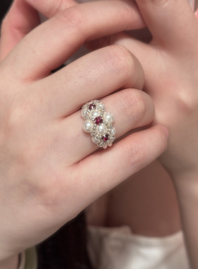 施家珍珠纯银戒指原创小众设计