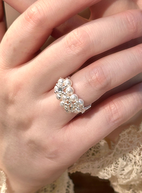 施家珍珠戒指女小众设计轻奢高级感戒指纯银925简约通勤手工编织