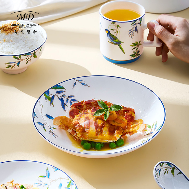 玛戈隆特骨瓷餐具鹦鹉系列家用单个饭碗精致大小碗面碗汤碗散装 - 图0
