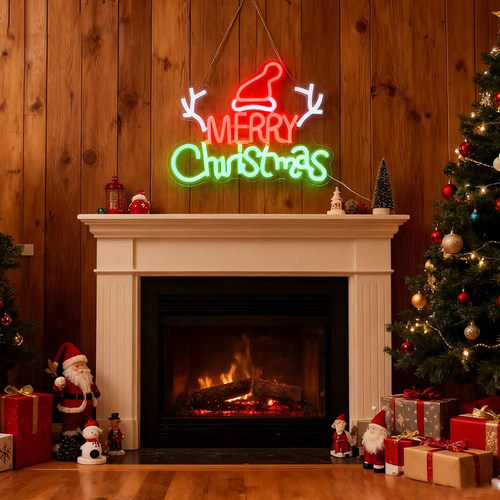 圣诞节LED霓虹灯装饰灯发光MERRY Christmas字母灯牌节日氛围灯 - 图0