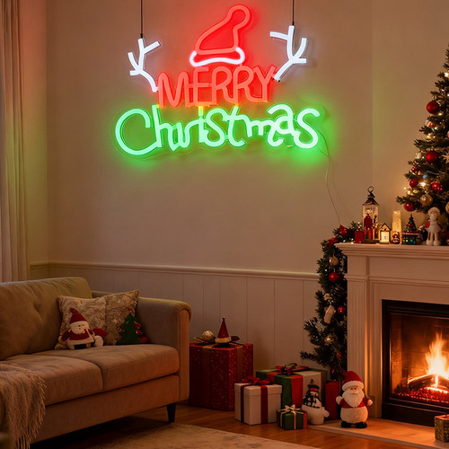 圣诞节LED霓虹灯装饰灯发光MERRY Christmas字母灯牌节日氛围灯 - 图1