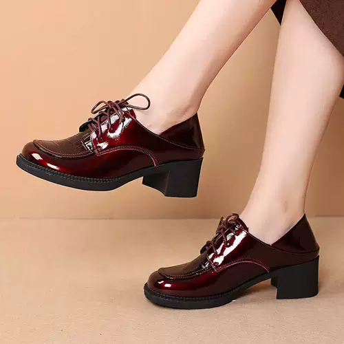 Туфли в английском стиле для кожаной обуви на высоком каблуке, осенние, из натуральной кожи