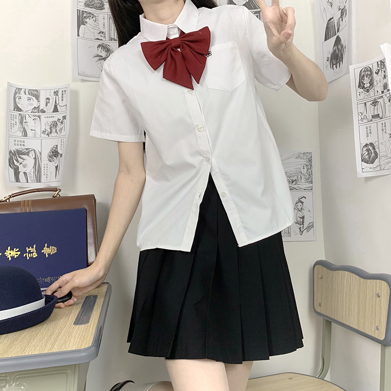 日系小花刺绣校服jk制服短袖衬衫女学院风白衬衣班服上衣百搭-图3