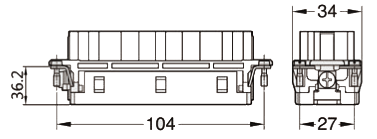 矩形重载连接  46针工业防水航空插头  HEE-046-M/F 公芯/母芯 - 图2