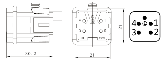 矩形重载连接器 HA-004-M/4+1针3芯4芯10芯16芯32芯工业航空插头