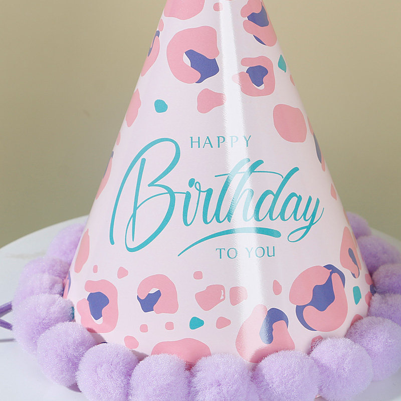 生日帽儿童宝宝周岁派对帽装饰毛球帽卡通彩色条纹百事可爱尖角帽,淘宝优惠券,粉丝福利购,淘宝优惠卷