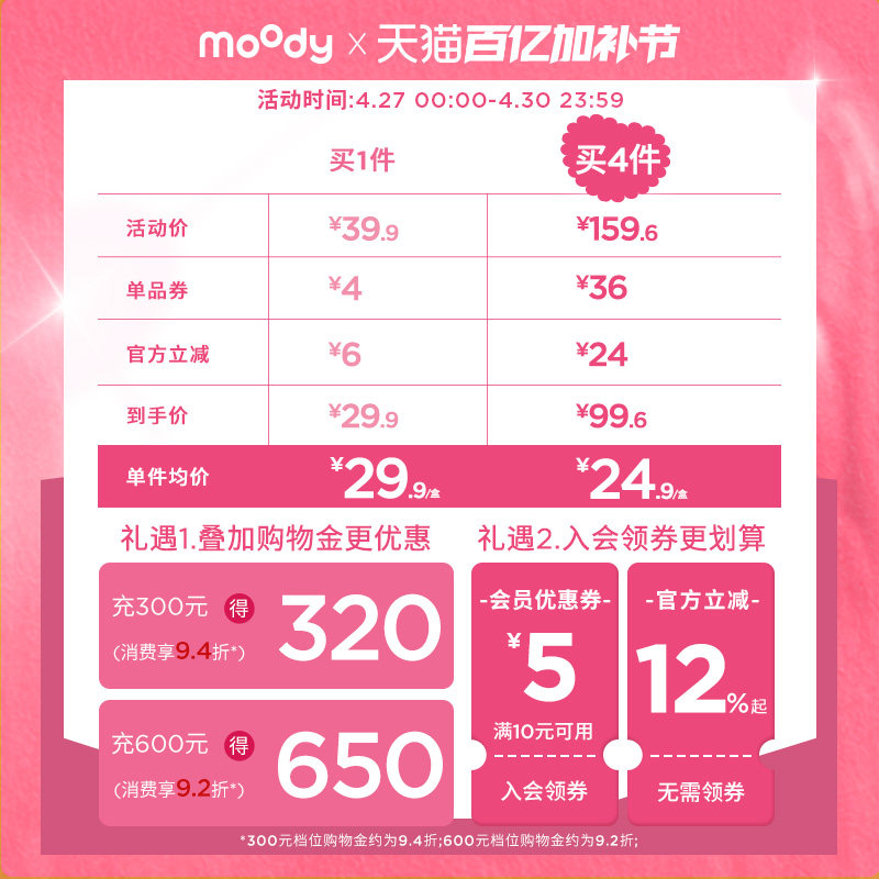moody美瞳半年抛冷泡乌龙茶粉色彩色隐形眼镜近视中小直径1片官方