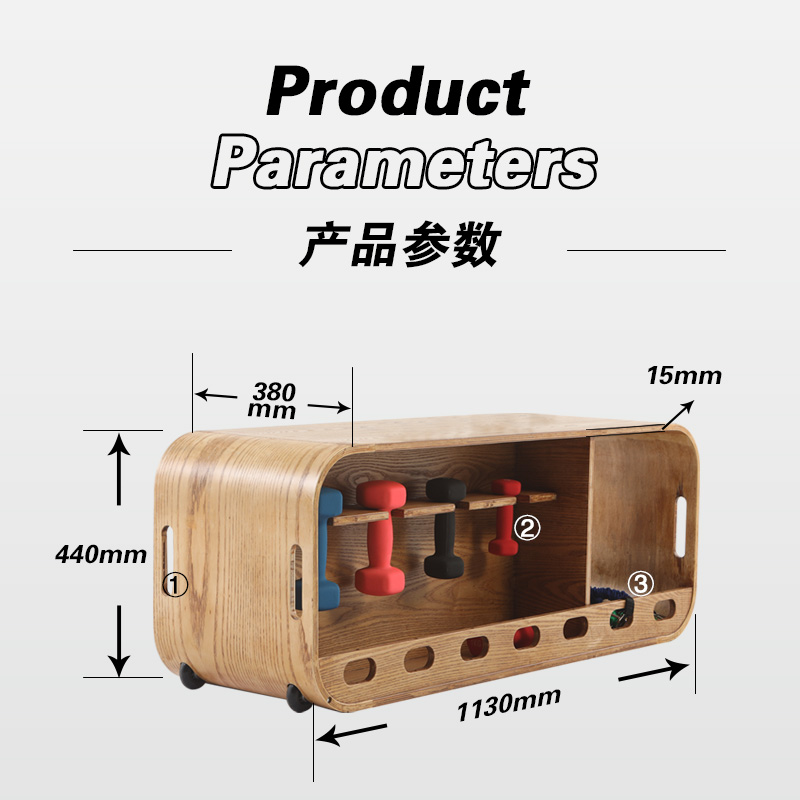 BORO泊泺哑铃健身凳家用多功能实木哑铃箱木质平凳训练凳子卧推 - 图3
