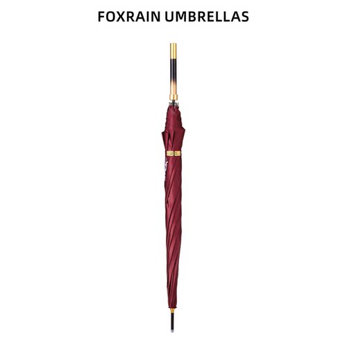 foxrain高级感长柄遮阳直杆九尾狐传红伞刺绣高端李栋旭同款雨伞 - 图2
