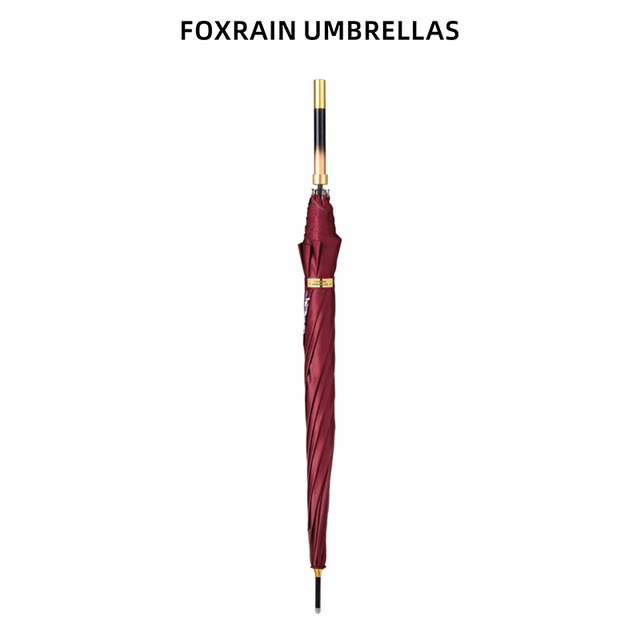 Foxrain high-end long-handled sunshade straight pole nine-tailed fox red umbrella embroidery high-end Li Dongxu same style umbrella