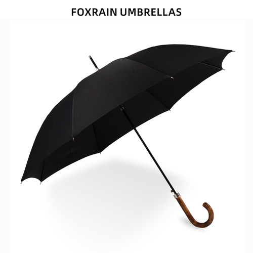 Foxrain英式复古绅士贵族伞实木弯柄长柄雨伞男大号高级定制logo - 图3