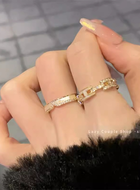 大爆款！轻奢名媛贝壳字母精致叠戴戒指女ins小众高级感时尚指环