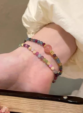 新中式复古彩色串珠手串女高级感国风轻奢手链小众精致简约款手饰