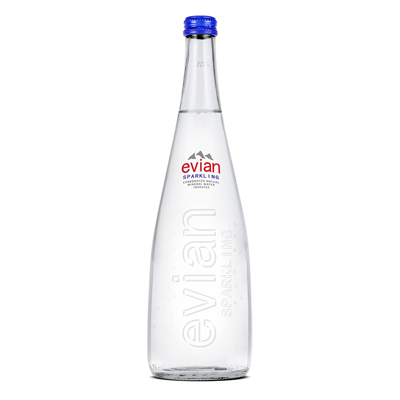 evian依云饮用天然矿泉水750ml*2玻璃瓶装法国原装进口饮用水包邮-图0