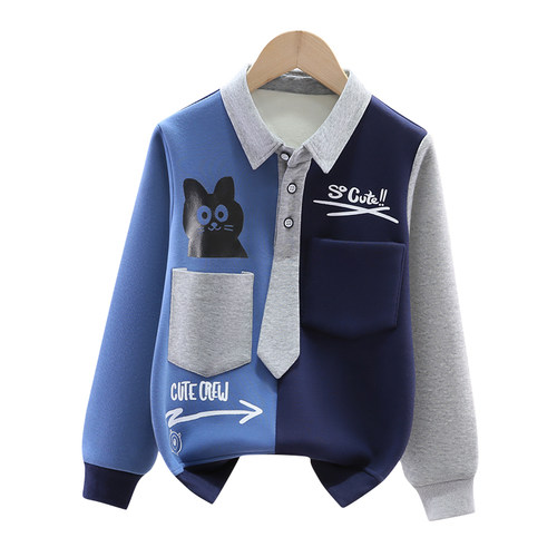 男童卫衣春季拼色儿童上衣春秋装2026新款中大童洋气男孩衣服帅气 - 图3