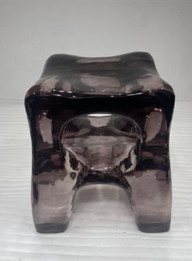 酒店前台透明树脂休闲吧台椅子摆件创意水晶玻璃艺术品凳子雕塑