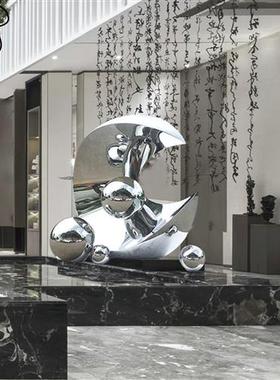 不锈钢雕塑定制大型户外镜面圆环鹿金属发光镂空学校园林广场摆件