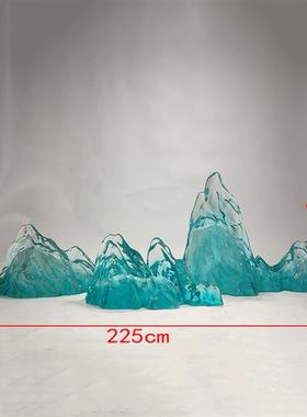 现代创意透明假山摆件树脂雕塑酒店售楼处大厅别墅玄关装饰工艺品
