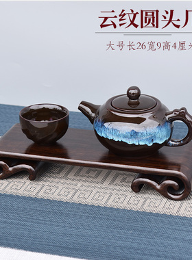 黑紫檀实木质书卷几底座杯盏建盏紫砂壶垫木托花盆景工艺品展示架
