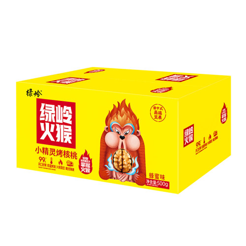 绿岭 火猴烤核桃小精灵500g礼盒装多味薄皮熟坚果仁蜂蜜味 - 图3