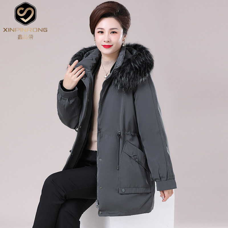 200斤胖妈妈中老年女装冬季羽绒 鑫品荣中老年女装