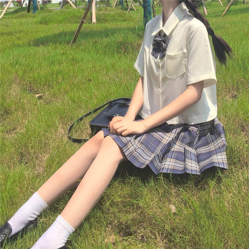 jk制服纯色衬衫女夏季基础款奶白色衬衣日系长袖短袖宽松短款上衣 - 图0