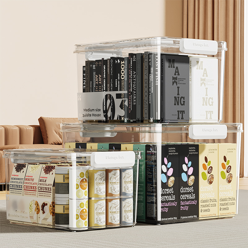 XH手提收纳箱家用零食玩具塑料储物盒整理书本杂物透明箱子车用工-图1
