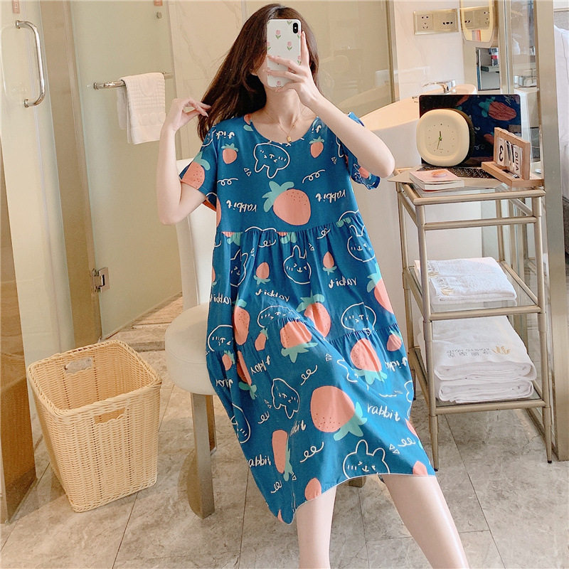 棉绸春秋高级感短袖网红家居睡裙 寻淮睡衣/家居服套装