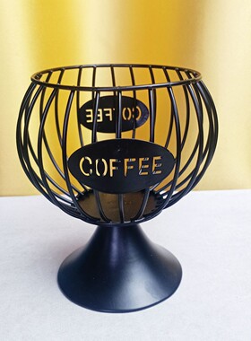 直销创意铁艺咖啡胶囊收纳筐大围栏底座果冻框圣女杯铁艺摆件定制