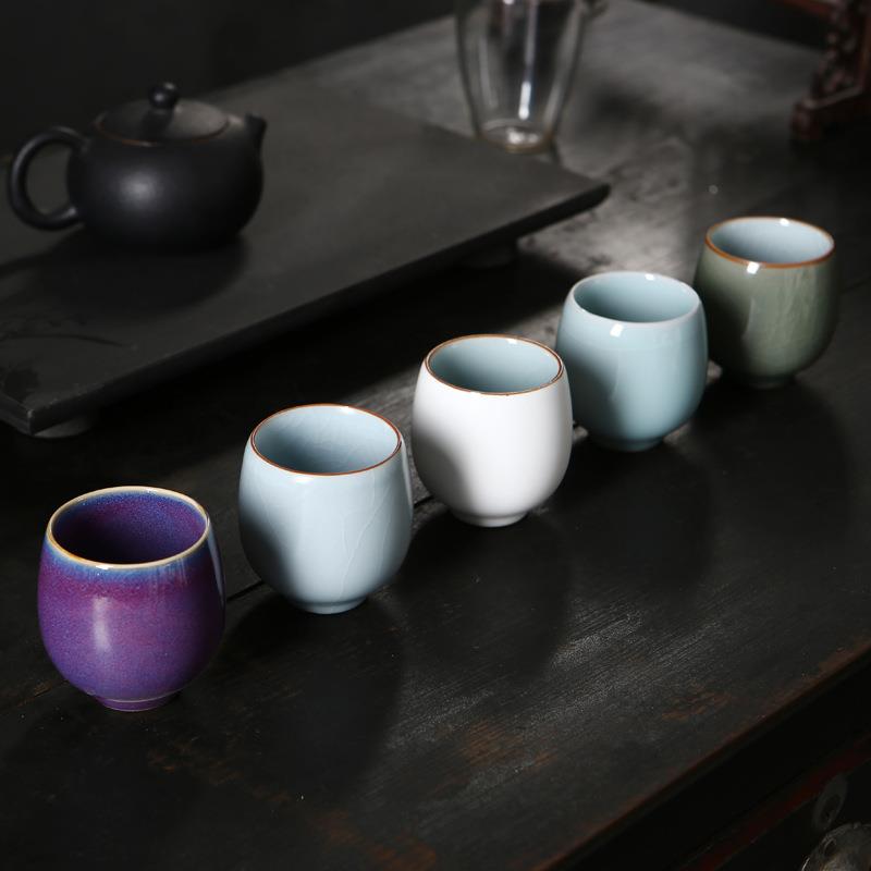 宋代五大窑品茗杯主人杯普洱茶杯单杯陶瓷汝窑哥窑定窑功夫茶碗定
