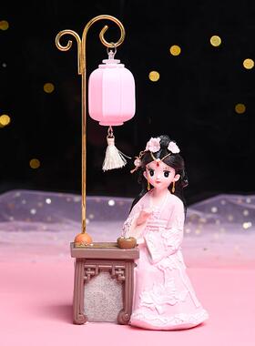 古装中国风汉服女孩小夜灯摆件宫廷古风摆设可爱少女心房间装饰品