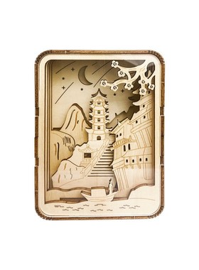 国潮木雕灯创意夜光摆件手工拼装立体小夜灯文节日送礼景区纪定制