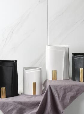 陶瓷花瓶电镀银色干花鲜花插花花器样板房摆件工艺品软装饰品装饰