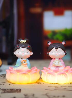 唐仕女系列琴棋书画好运灯国潮风卧室发光发亮莲花小夜灯直销