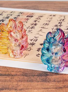 新品狐狸公仔手办家居摆件小众设计装饰品情侣礼物九尾狐玻璃定制