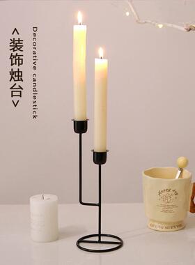 摆件复古铁艺蜡烛底座欧式客厅餐桌装饰品烛台