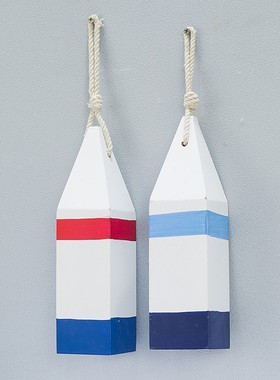 渔浮鱼标创意装饰 摄影布景地中海风格摆件 搁板鱼网挂饰木质定制