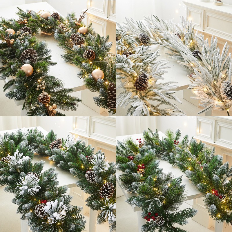 圣诞节加密植绒带装饰品藤条酒店商场门头楼梯扶手场景装饰挂定制 - 图0