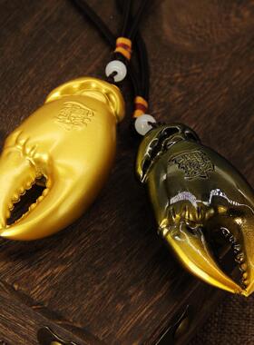 蟹钳手里有钱蟹钳手把件工艺品有钳招财摆件创意礼物铜制