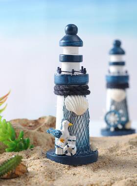 创意地中海木质灯塔摆件海洋风景观装饰灯塔海边景点旅游纪念礼品