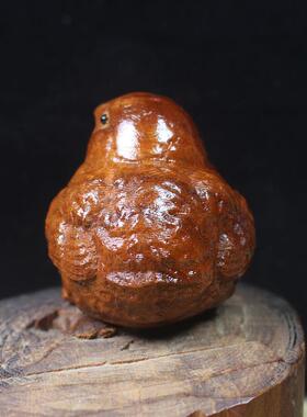 缅甸黄花梨小鸡雕刻手把件 白酸枝木雕摆件工艺品 红木文玩