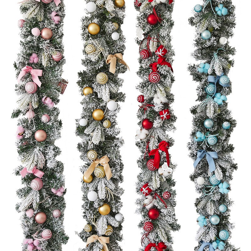 圣诞节加密植绒带装饰品藤条酒店商场门头楼梯扶手场景装饰挂定制 - 图3