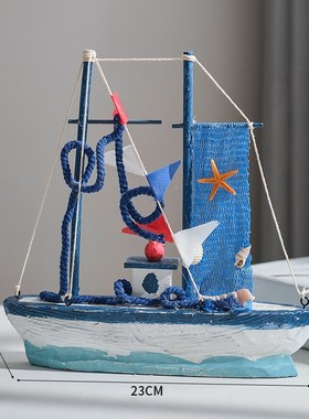 地中海木质雕刻船一帆风顺摆件乔迁礼品工艺品家居摆件实木船定制